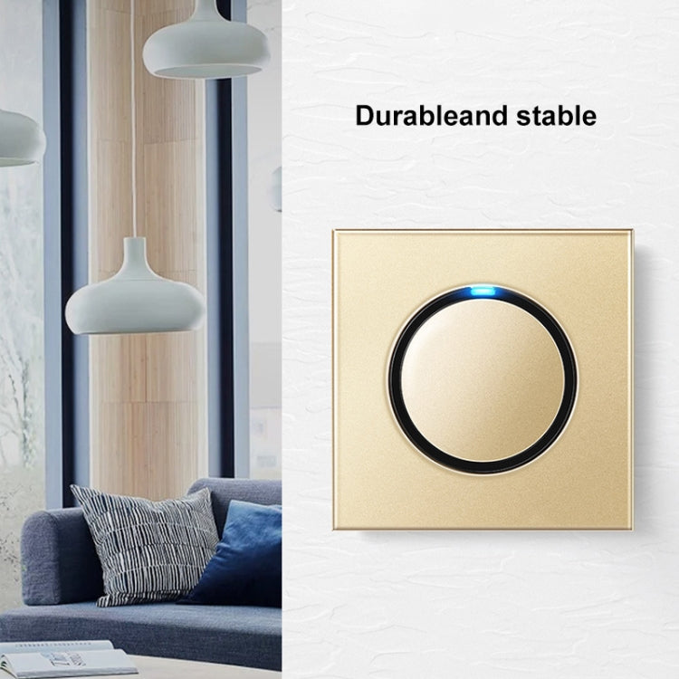 86mm Round LED Tempered Glass Switch Panel, Gold Round Glass, Style:Four Open Dual Control -  by PMC Jewellery | Online Shopping South Africa | PMC Jewellery | Buy Now Pay Later Mobicred