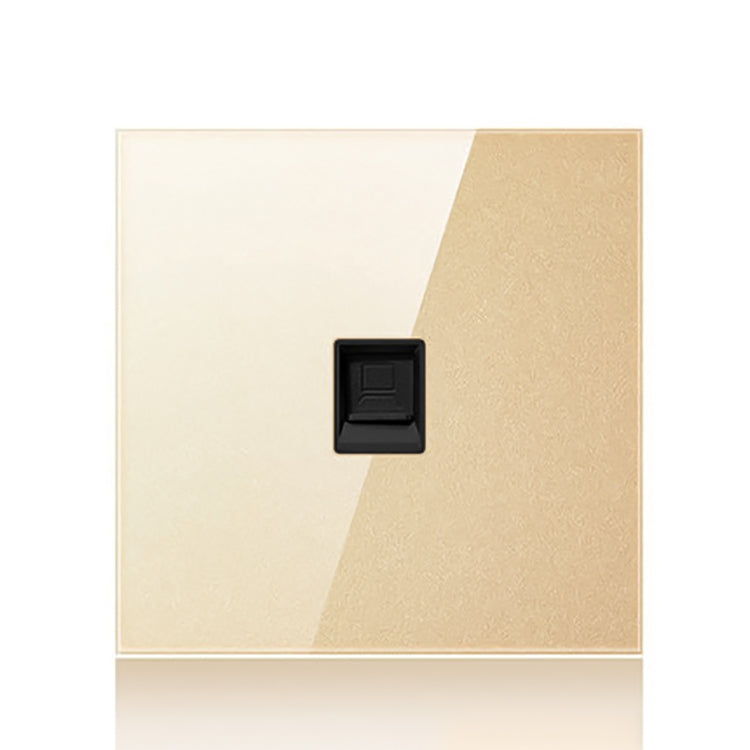 86mm Round LED Tempered Glass Switch Panel, Gold Round Glass, Style:Computer Socket -  by PMC Jewellery | Online Shopping South Africa | PMC Jewellery | Buy Now Pay Later Mobicred