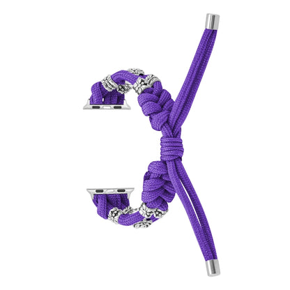 For Apple Watch Ultra 2 49mm Chrysanthemum Beads Paracord Braided Watch Band(Purple) - Watch Bands by PMC Jewellery | Online Shopping South Africa | PMC Jewellery | Buy Now Pay Later Mobicred