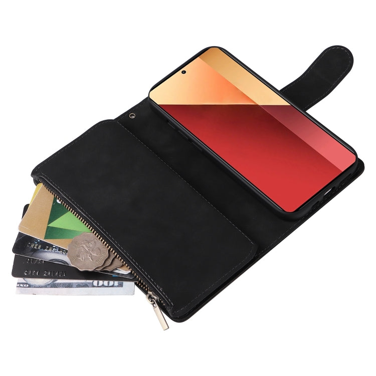 For Xiaomi Redmi Note 13 Pro 4G Multifunctional Frosted Zipper Wallet Leather Phone Case(Black) - Note 13 Pro Cases by PMC Jewellery | Online Shopping South Africa | PMC Jewellery | Buy Now Pay Later Mobicred