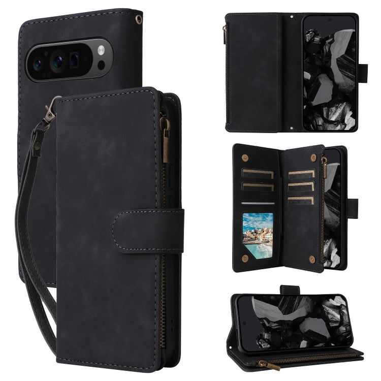 For Google Pixel 9 Pro Multifunctional Multi-Card Wallet Phone Leather Case(Black) - Google Cases by PMC Jewellery | Online Shopping South Africa | PMC Jewellery | Buy Now Pay Later Mobicred