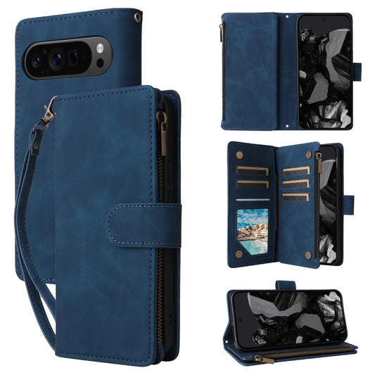 For Google Pixel 9 Pro Multifunctional Multi-Card Wallet Phone Leather Case(Blue) - Google Cases by PMC Jewellery | Online Shopping South Africa | PMC Jewellery | Buy Now Pay Later Mobicred