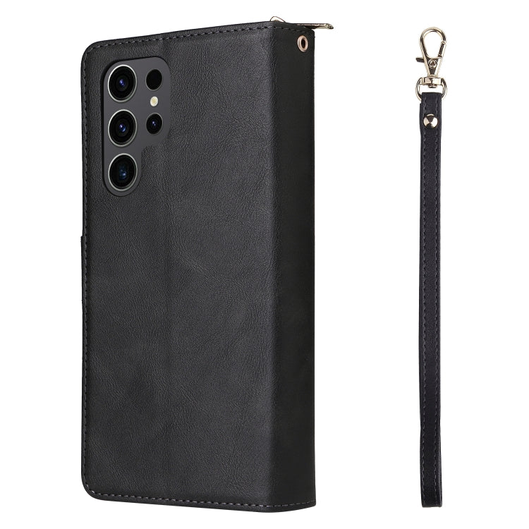 For Samsung Galaxy S24 Ultra 5G 9-Card Slots Zipper Wallet Bag Leather Phone Case(Black) - Galaxy S24 Ultra 5G Cases by PMC Jewellery | Online Shopping South Africa | PMC Jewellery | Buy Now Pay Later Mobicred