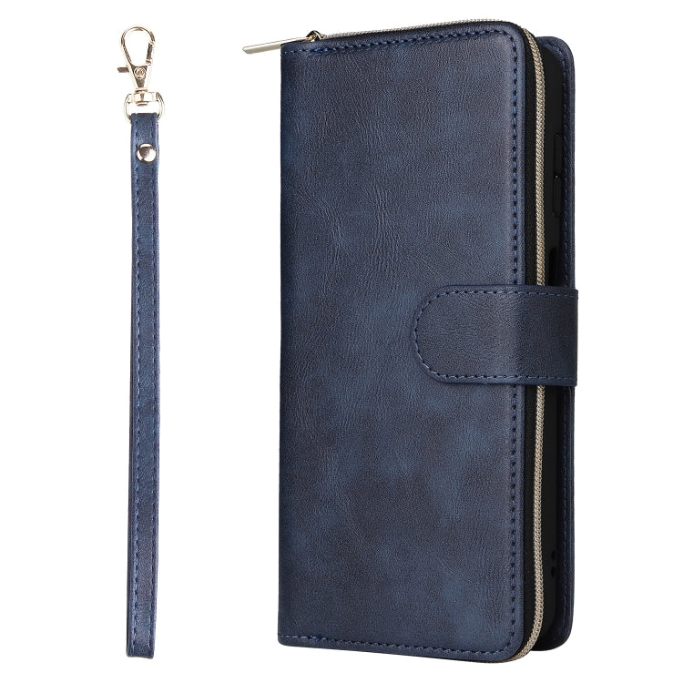 For Samsung Galaxy S24+ 5G 9-Card Slots Zipper Wallet Bag Leather Phone Case(Blue) - Galaxy S24+ 5G Cases by PMC Jewellery | Online Shopping South Africa | PMC Jewellery | Buy Now Pay Later Mobicred