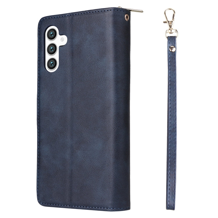 For Samsung Galaxy S24+ 5G 9-Card Slots Zipper Wallet Bag Leather Phone Case(Blue) - Galaxy S24+ 5G Cases by PMC Jewellery | Online Shopping South Africa | PMC Jewellery | Buy Now Pay Later Mobicred