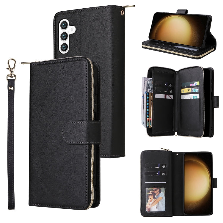 For Samsung Galaxy S24+ 5G 9-Card Slots Zipper Wallet Bag Leather Phone Case(Black) - Galaxy S24+ 5G Cases by PMC Jewellery | Online Shopping South Africa | PMC Jewellery | Buy Now Pay Later Mobicred