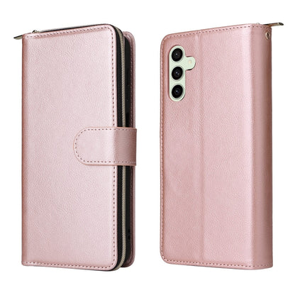 For Samsung Galaxy S24 FE 5G 9-Card Slots Zipper Wallet Bag Leather Phone Case(Rose Gold) - Galaxy S24 FE 5G Cases by PMC Jewellery | Online Shopping South Africa | PMC Jewellery | Buy Now Pay Later Mobicred