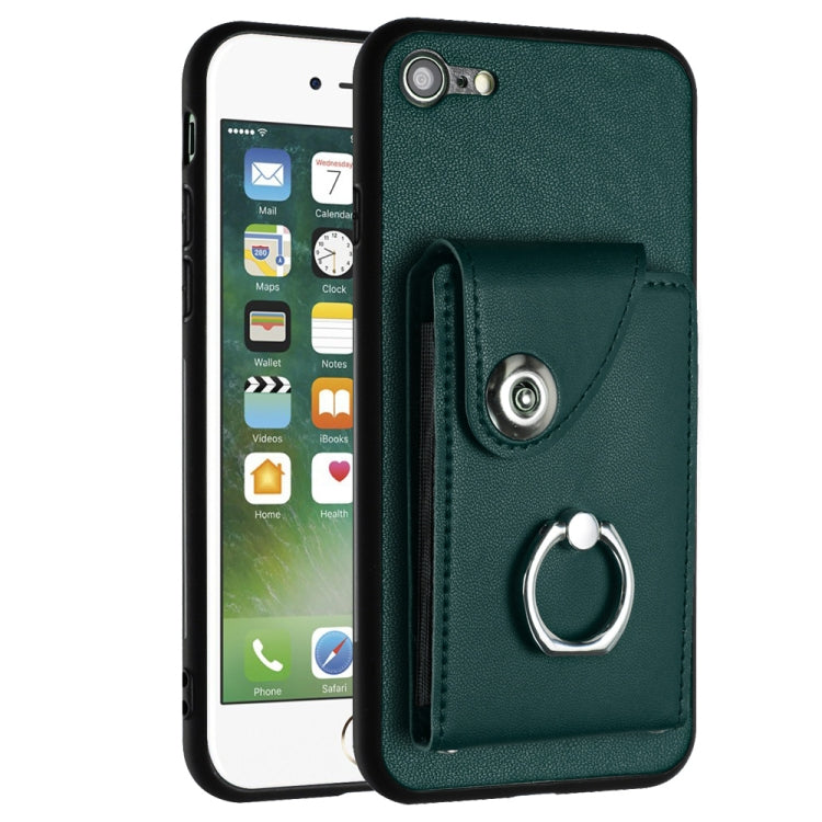 For iPhone SE 2022 / 2020 / 8 / 7 Organ Card Bag Ring Holder Phone Case(Green) - iPhone SE 2022 / 2020 / 8 / 7 Cases by PMC Jewellery | Online Shopping South Africa | PMC Jewellery