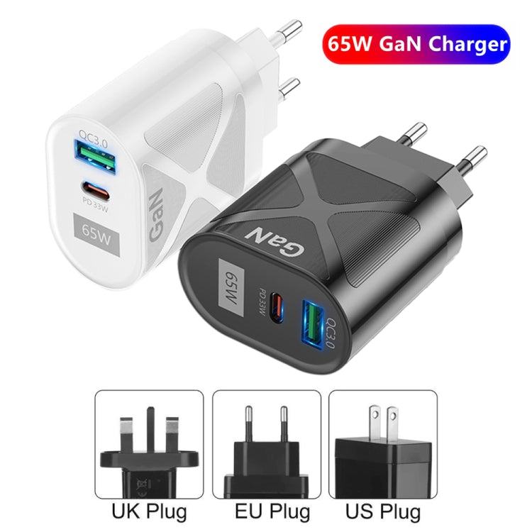 65W Gallium Nitride GaN389 USB + Type-C Fast Charging Charger, Plug Type:EU Plug(Black) - USB Charger by PMC Jewellery | Online Shopping South Africa | PMC Jewellery | Buy Now Pay Later Mobicred