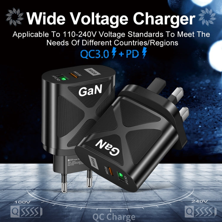 65W Gallium Nitride GaN389 USB + Type-C Fast Charging Charger, Plug Type:EU Plug(Black) - USB Charger by PMC Jewellery | Online Shopping South Africa | PMC Jewellery | Buy Now Pay Later Mobicred