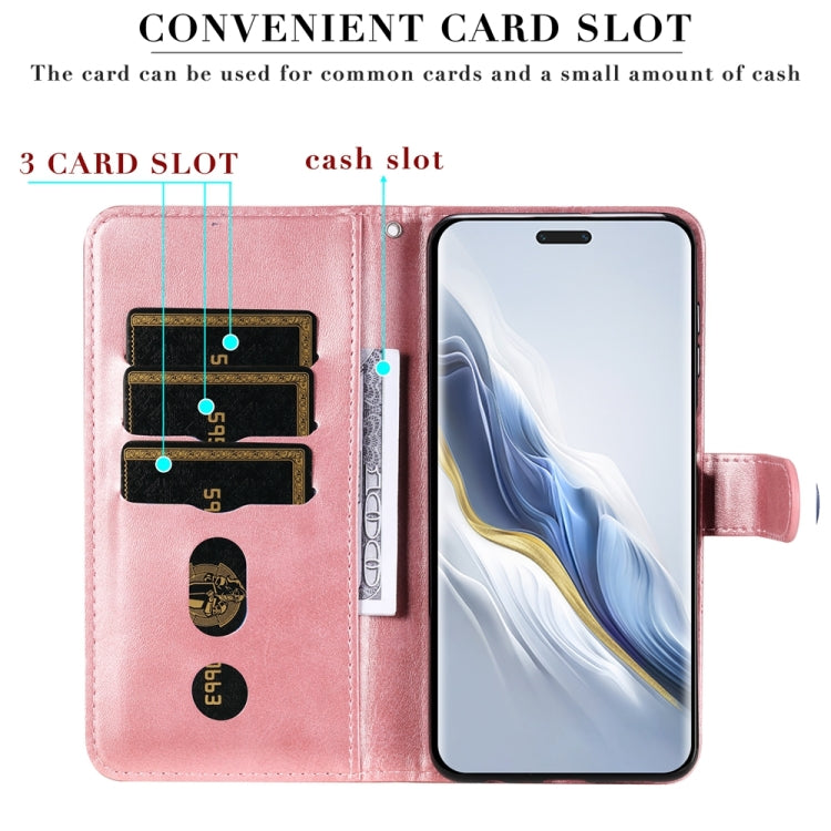 For Honor Magic6 Pro Fashion Calf Texture Zipper Leather Phone Case(Rose Gold) - Honor Cases by PMC Jewellery | Online Shopping South Africa | PMC Jewellery | Buy Now Pay Later Mobicred