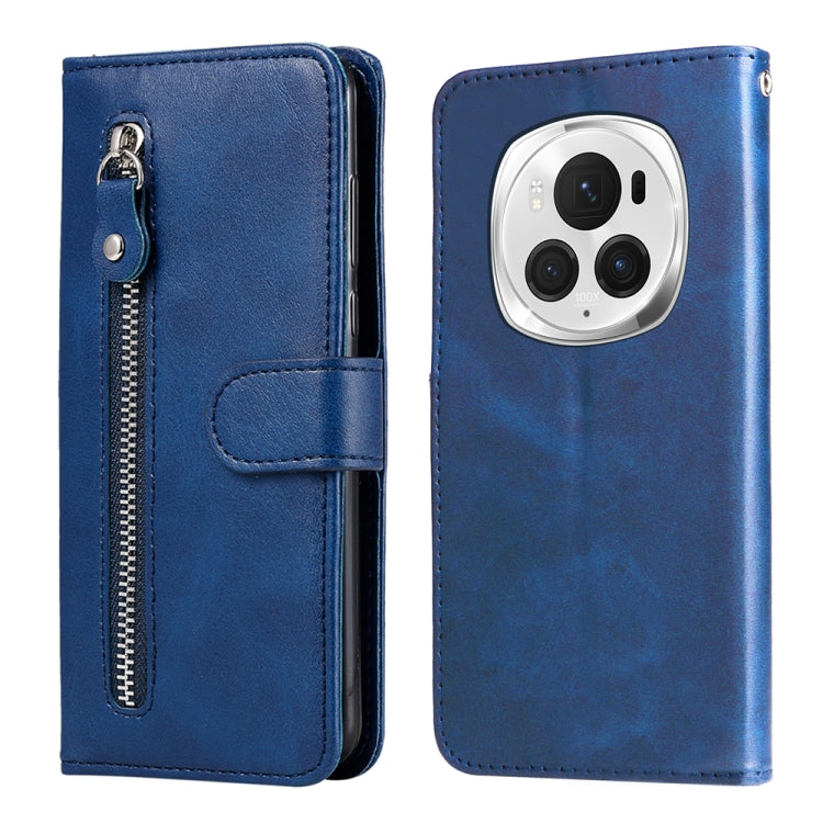 For Honor Magic6 Pro Fashion Calf Texture Zipper Leather Phone Case(Blue) - Honor Cases by PMC Jewellery | Online Shopping South Africa | PMC Jewellery | Buy Now Pay Later Mobicred