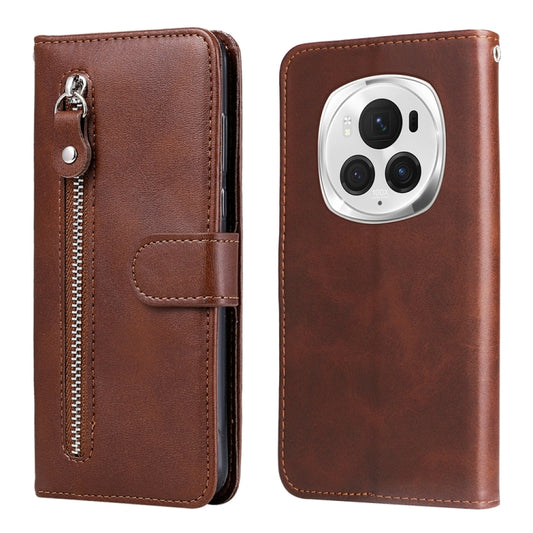 For Honor Magic6 Pro Fashion Calf Texture Zipper Leather Phone Case(Brown) - Honor Cases by PMC Jewellery | Online Shopping South Africa | PMC Jewellery | Buy Now Pay Later Mobicred