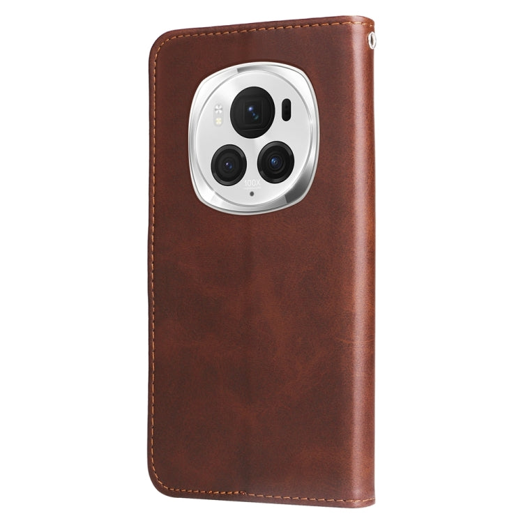 For Honor Magic6 Pro Fashion Calf Texture Zipper Leather Phone Case(Brown) - Honor Cases by PMC Jewellery | Online Shopping South Africa | PMC Jewellery | Buy Now Pay Later Mobicred