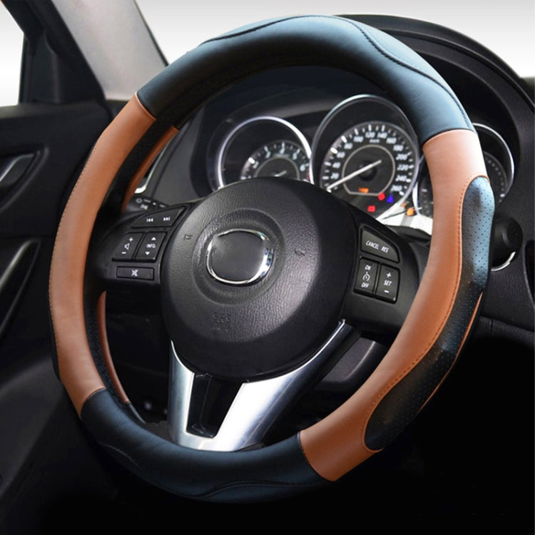 Super Fiber Leather Car Universal Anti-skid Steering Wheel Cover, Diameter: 38cm(Black Coffee) - Steering Wheel Accessories by PMC Jewellery | Online Shopping South Africa | PMC Jewellery | Buy Now Pay Later Mobicred