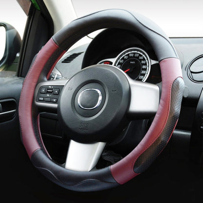 Super Fiber Leather Car Universal Anti-skid Steering Wheel Cover, Diameter: 38cm(Black Win Red) - Steering Wheel Accessories by PMC Jewellery | Online Shopping South Africa | PMC Jewellery | Buy Now Pay Later Mobicred