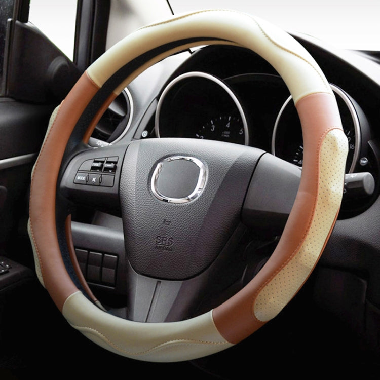 Super Fiber Leather Car Universal Anti-skid Steering Wheel Cover, Diameter: 38cm(Beige Coffee) - Steering Wheel Accessories by PMC Jewellery | Online Shopping South Africa | PMC Jewellery | Buy Now Pay Later Mobicred