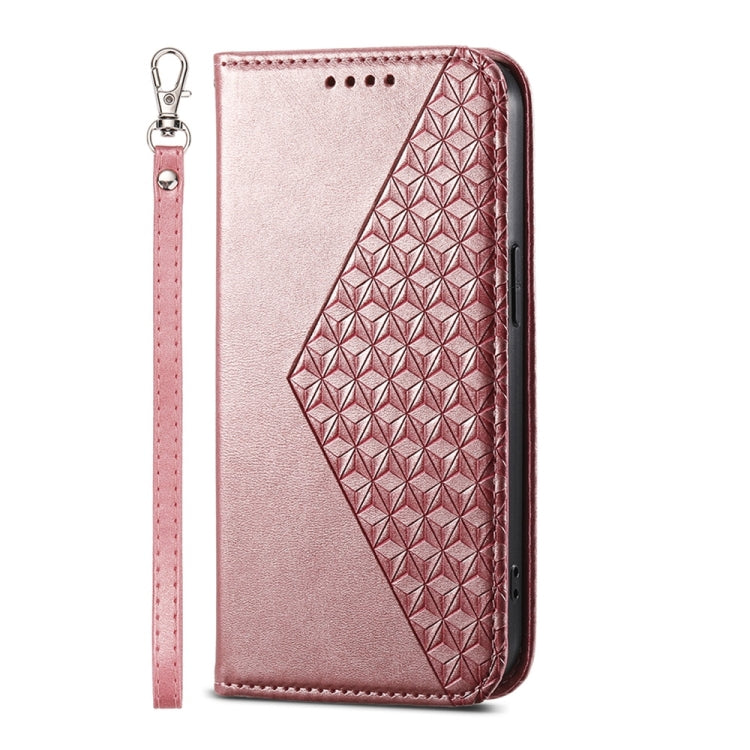 For Google Pixel 9 Pro Cubic Grid Calf Texture Magnetic Leather Phone Case(Rose Gold) - Google Cases by PMC Jewellery | Online Shopping South Africa | PMC Jewellery | Buy Now Pay Later Mobicred