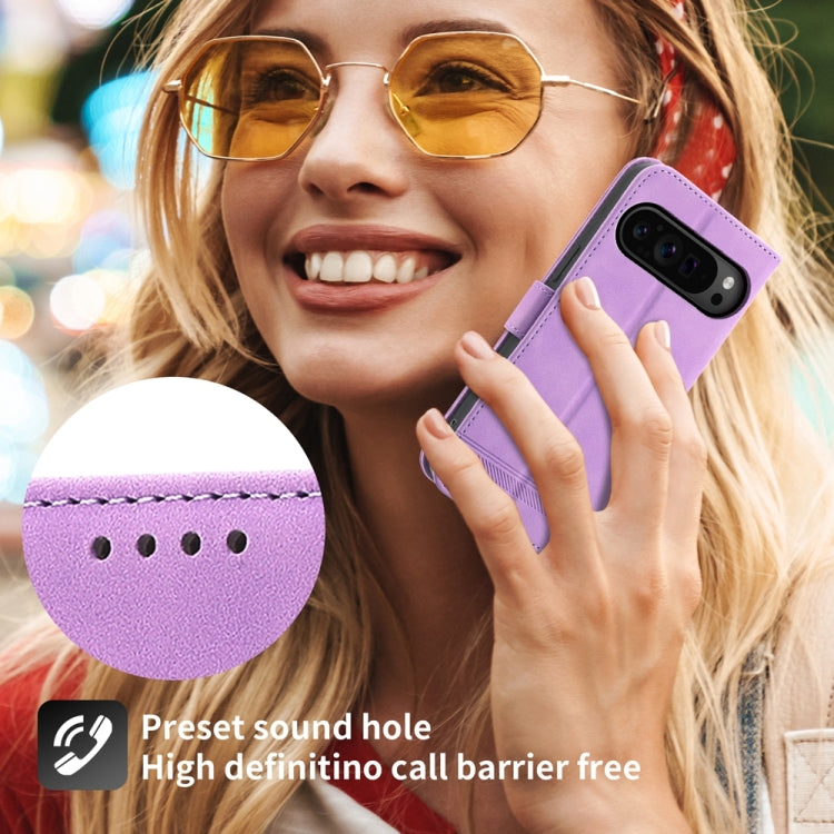 For Google Pixel 9 Pro Dierfeng Dream Line TPU + PU Leather Phone Case(Purple) - Google Cases by PMC Jewellery | Online Shopping South Africa | PMC Jewellery | Buy Now Pay Later Mobicred