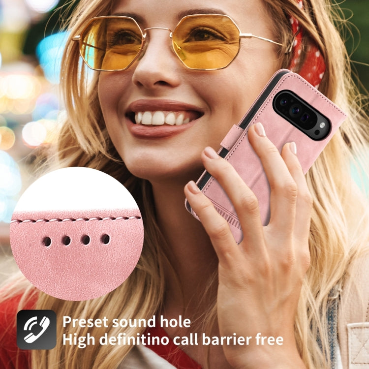 For Google Pixel 9 Pro Dierfeng Dream Line TPU + PU Leather Phone Case(Pink) - Google Cases by PMC Jewellery | Online Shopping South Africa | PMC Jewellery | Buy Now Pay Later Mobicred