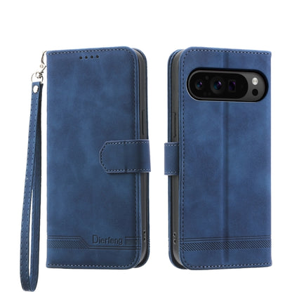 For Google Pixel 9 Pro Dierfeng Dream Line TPU + PU Leather Phone Case(Blue) - Google Cases by PMC Jewellery | Online Shopping South Africa | PMC Jewellery | Buy Now Pay Later Mobicred