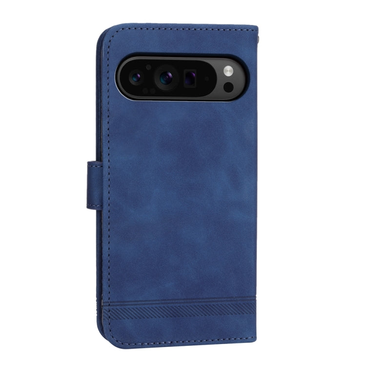 For Google Pixel 9 Pro Dierfeng Dream Line TPU + PU Leather Phone Case(Blue) - Google Cases by PMC Jewellery | Online Shopping South Africa | PMC Jewellery | Buy Now Pay Later Mobicred