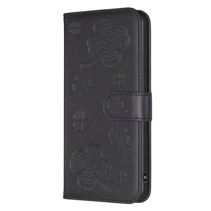 For vivo Y27 4G Four-leaf Embossed Leather Phone Case(Black) - vivo Cases by PMC Jewellery | Online Shopping South Africa | PMC Jewellery