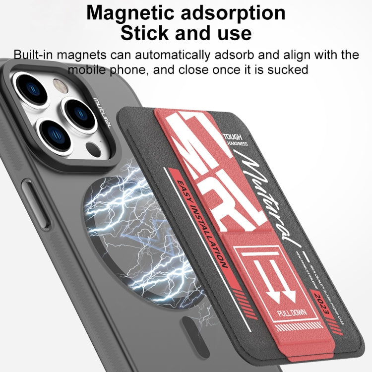 For iPhone 15 Pro Max mutural Chuncai Series Magnetic Holder Card Slot(Black Red) - iPhone 15 Pro Max Cases by Mutural | Online Shopping South Africa | PMC Jewellery | Buy Now Pay Later Mobicred