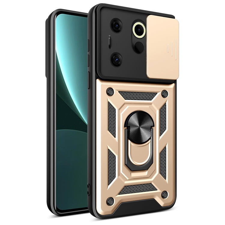 For Tecno Camon 20 Premier Sliding Camera Cover Design TPU+PC Phone Case(Gold) - Tecno Cases by PMC Jewellery | Online Shopping South Africa | PMC Jewellery