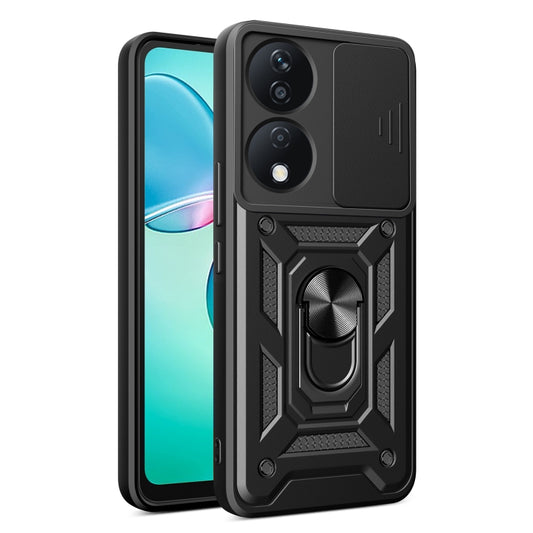 For Honor X7b Sliding Camera Cover Design TPU+PC Phone Case(Black) - Honor Cases by PMC Jewellery | Online Shopping South Africa | PMC Jewellery | Buy Now Pay Later Mobicred