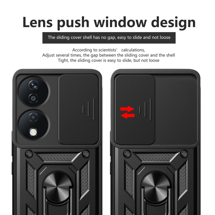 For Honor X7b Sliding Camera Cover Design TPU+PC Phone Case(Black) - Honor Cases by PMC Jewellery | Online Shopping South Africa | PMC Jewellery | Buy Now Pay Later Mobicred