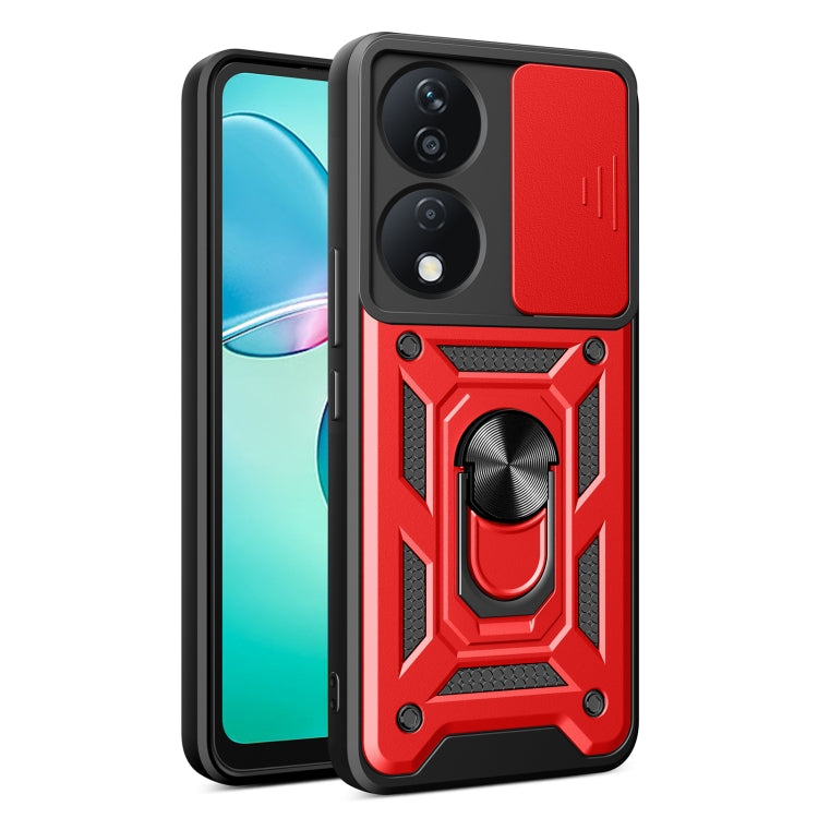 For Honor X7b Sliding Camera Cover Design TPU+PC Phone Case(Red) - Honor Cases by PMC Jewellery | Online Shopping South Africa | PMC Jewellery | Buy Now Pay Later Mobicred