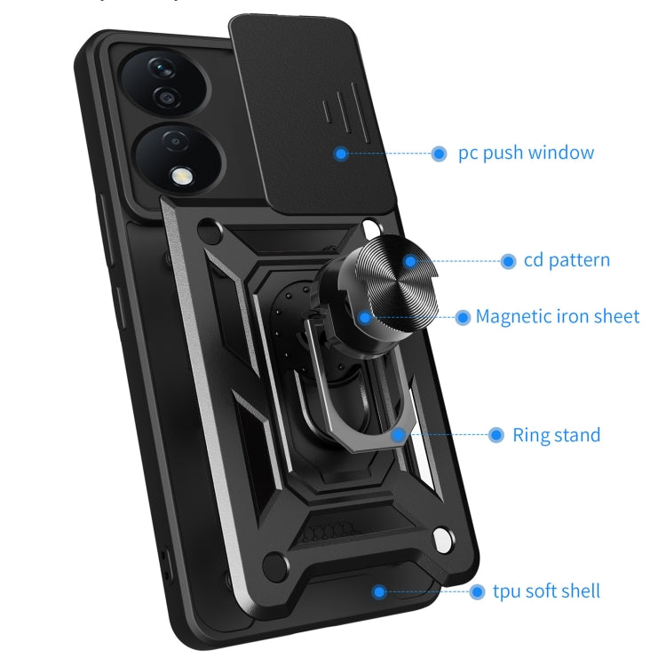 For Honor X7b Sliding Camera Cover Design TPU+PC Phone Case(Red) - Honor Cases by PMC TechLife | Online Shopping South Africa | PMC TechLife | Buy Now Pay Later Mobicred