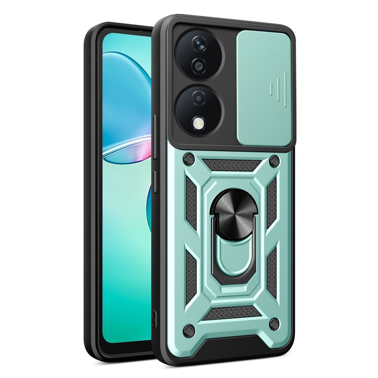 For Honor X7b Sliding Camera Cover Design TPU+PC Phone Case(Green) - Honor Cases by PMC Jewellery | Online Shopping South Africa | PMC Jewellery | Buy Now Pay Later Mobicred