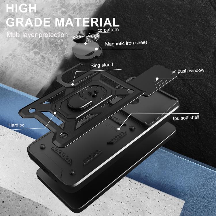 For Honor X8c 4G Sliding Camera Cover Design TPU+PC Phone Case(Black) - free shipping - PMC TechLife - Order now!