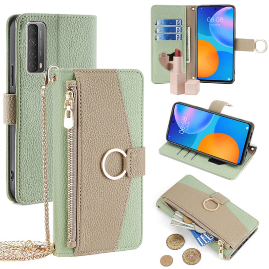 For Huawei P Smart 2021 Crossbody Litchi Texture Leather Phone Case(Green) - Huawei Cases by PMC Jewellery | Online Shopping South Africa | PMC Jewellery | Buy Now Pay Later Mobicred