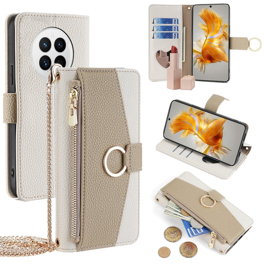 For Huawei Mate 50 Crossbody Litchi Texture Leather Phone Case(White) - Huawei Cases by PMC Jewellery | Online Shopping South Africa | PMC Jewellery | Buy Now Pay Later Mobicred