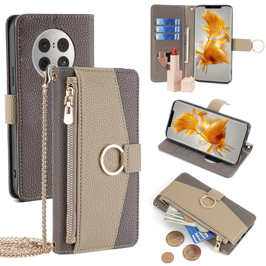 For Huawei Mate 50 Pro Crossbody Litchi Texture Leather Phone Case(Grey) - Huawei Cases by PMC Jewellery | Online Shopping South Africa | PMC Jewellery | Buy Now Pay Later Mobicred