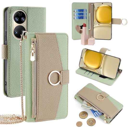 For Huawei P50 Crossbody Litchi Texture Leather Phone Case(Green) - Huawei Cases by PMC Jewellery | Online Shopping South Africa | PMC Jewellery | Buy Now Pay Later Mobicred