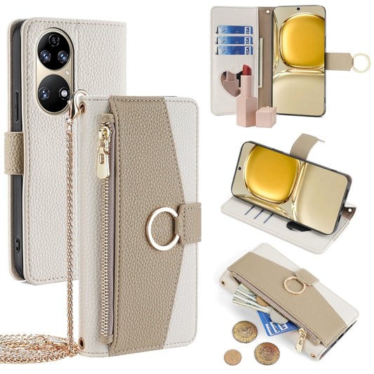 For Huawei P50 Crossbody Litchi Texture Leather Phone Case(White) - Huawei Cases by PMC Jewellery | Online Shopping South Africa | PMC Jewellery | Buy Now Pay Later Mobicred