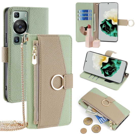 For Huawei P60 / P60 Pro Crossbody Litchi Texture Leather Phone Case(Green) - Huawei Cases by PMC Jewellery | Online Shopping South Africa | PMC Jewellery | Buy Now Pay Later Mobicred