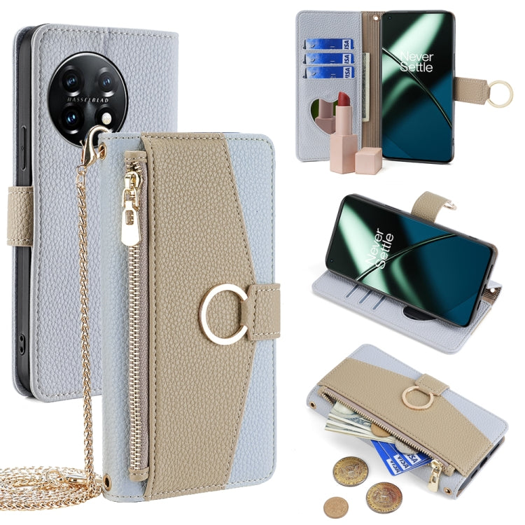 For OnePlus Ace 2 / 11R Crossbody Litchi Texture Leather Phone Case(Blue) - OnePlus Cases by PMC TechLife | Online Shopping South Africa | PMC TechLife | Buy Now Pay Later Mobicred