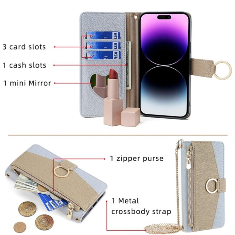For OnePlus 9 Pro Crossbody Litchi Texture Leather Phone Case(Blue) - OnePlus Cases by PMC TechLife | Online Shopping South Africa | PMC TechLife | Buy Now Pay Later Mobicred