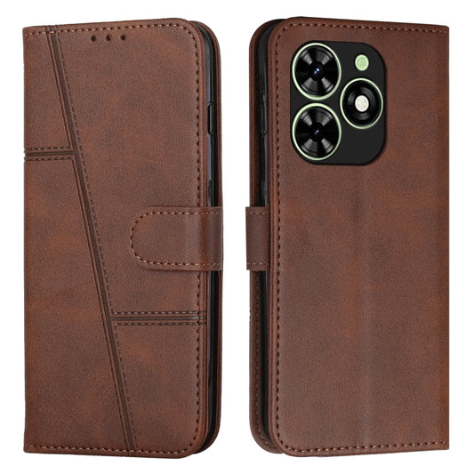 For Tecno Spark Go 2024 / POP 8 Stitching Calf Texture Buckle Leather Phone Case(Brown) - Tecno Cases by PMC Jewellery | Online Shopping South Africa | PMC Jewellery | Buy Now Pay Later Mobicred