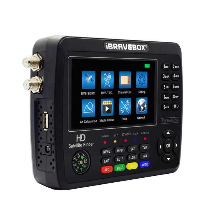 iBRAVEBOX V10 Finder Pro 4.3 inch Display Digital Satellite Meter Signal Finder, Support DVB-S/S2/S2X/T/T2/C, Plug Type:AU Plug(Black) - Satellite Finder by PMC TechLife | Online Shopping South Africa | PMC TechLife | Buy Now Pay Later Mobicred