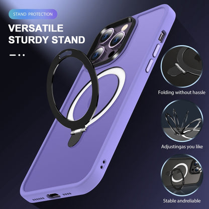 For iPhone 14 Pro MagSafe Holder Skin-feel PC Hybrid TPU Phone Case(Purple) - iPhone 14 Pro Cases by PMC Jewellery | Online Shopping South Africa | PMC Jewellery