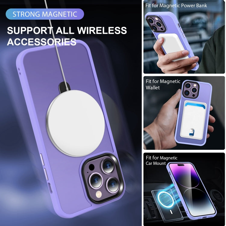 For iPhone 14 Pro MagSafe Holder Skin-feel PC Hybrid TPU Phone Case(Purple) - iPhone 14 Pro Cases by PMC Jewellery | Online Shopping South Africa | PMC Jewellery