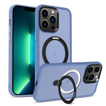 For iPhone 13 Pro Max MagSafe Holder Skin-feel PC Hybrid TPU Phone Case(Blue) - iPhone 13 Pro Max Cases by PMC Jewellery | Online Shopping South Africa | PMC Jewellery