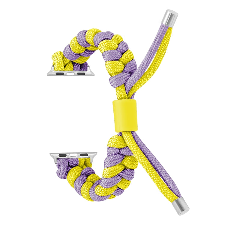 For Apple Watch Ultra 2 49mm Paracord Fishtail Braided Silicone Bead Watch Band(Purple Yellow) - Watch Bands by PMC Jewellery | Online Shopping South Africa | PMC Jewellery | Buy Now Pay Later Mobicred