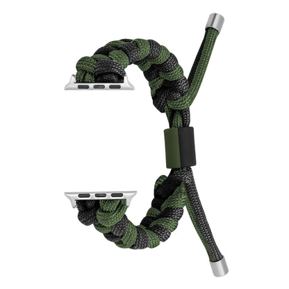 For Apple Watch Ultra 49mm Paracord Fishtail Braided Silicone Bead Watch Band(Black Army Green) - Watch Bands by PMC Jewellery | Online Shopping South Africa | PMC Jewellery | Buy Now Pay Later Mobicred